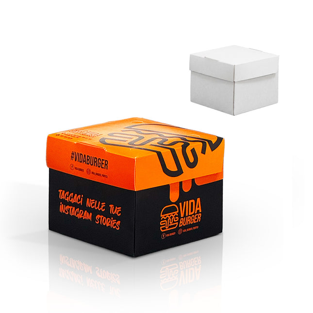Scatola Porta Hamburger in Cartoncino Personalizzabile (15x15x12 cm)